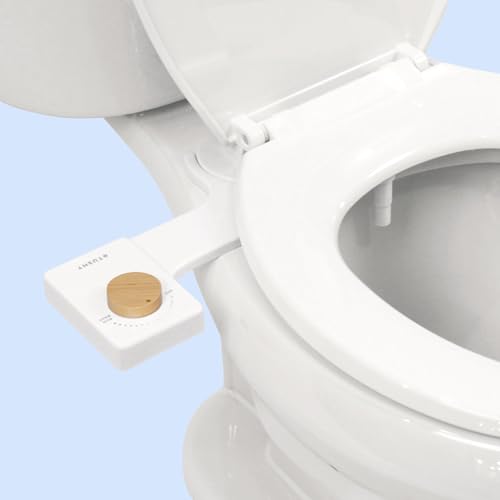 TUSHY Fresh Ultra-Slim Starter Bidet Attachment for Toilet | Non-Electric, Adjustable Water Pressure, Cool Water Rear Wash, Self-Cleaning | Fits Elongated & Round Toilets, Easy 10 Min Install, Bamboo - color: Bamboo Knob, style: Single Nozzle