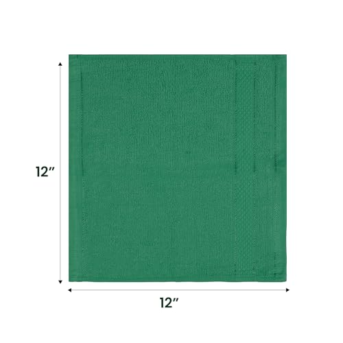 Casa Lino Face Towels & Body Wash Cloths for Showering - 100% Cotton Wash Cloths for Bathroom - Highly Absorbent & Quick Drying Washcloth Set - Cotton Washcloths 24 Pack (12" x 12") - (Green) - color: Green