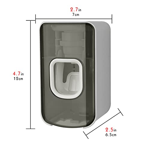 2 Slot Toothbrush Holder and Toothpaste Dispenser Wall Mounted, Automatic Toothpaste Squeezer, 2 in 1 Tooth Brush Toothpaste Organizer for Shower (Grey 2Pack) - color: Grey, size: 2