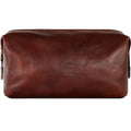 Time Resistance Leather Toiletry Bag - Italian Cosmetic Case Dopp Kit (Brown) - color: Brown
