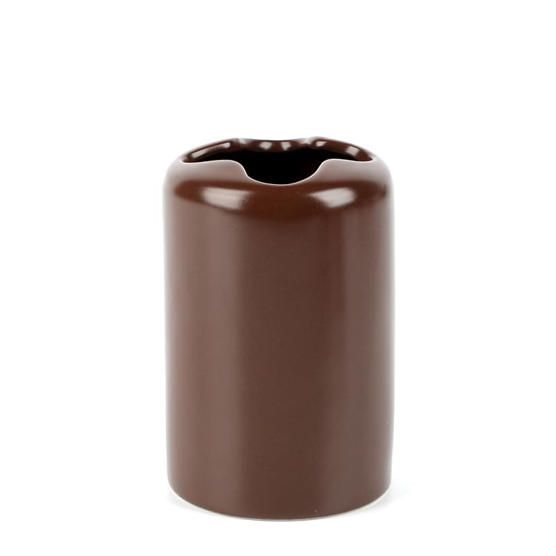 WPM 4 Piece Ceramic Bathroom Accessories Set - Brown - Our Complete Bath Decor Kit Includes Designer Soap or Lotion Dispenser - Toothbrush Holder - Tumbler - Soap Dish - color: Brown