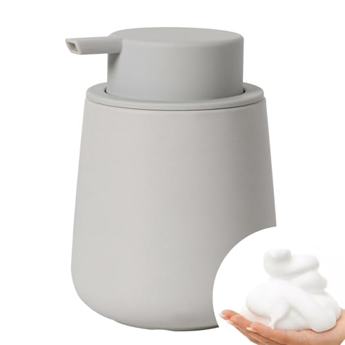Bosilunlife Ceramic Foaming Soap Dispenser - 12Oz Bathroom Countertop Kitchen Dish Soap Pump Dispenser Foam Soap Dispenser - Matte Light Grey - color: Matte Light Grey