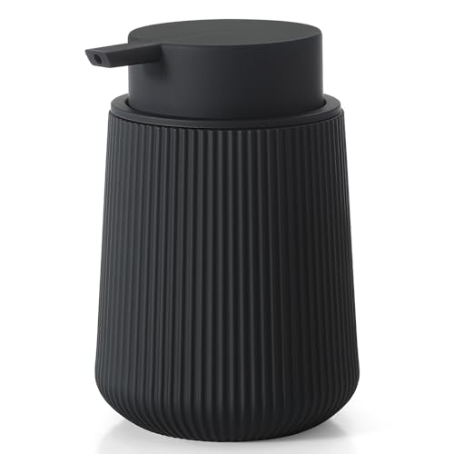 YAUKPH Striped Liquid Hand Soap Dispenser with Leak-Proof Pump for Bathroom and Kitchen Countertop 11oz Black - color: Black, size: Liquid Dispenser