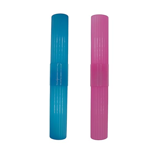 American Comb Toothbrush Holder (Blue & Pink) Made in USA, with Ventilation Holes, for Toothbrush Covers, Toothbrush Holder, Toothbrush Soft, Durable Design, Hygienic Bathroom Accessory - color: Blue & Pink