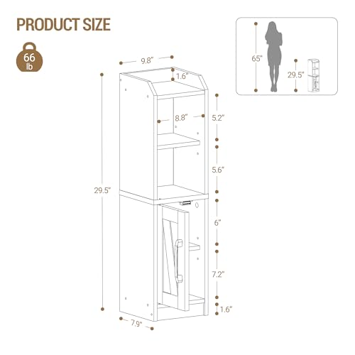 Hzuaneri Bathroom Storage Cabinet, Small Farmhouse Corner Floor Cabinet with Door and Shelves, Narrow Toilet Paper Holder Stand, Bathroom Organizer with Adjustable Shelf, for Small Spaces, Black - color: Black, size: 7.9"D x 9.8"W x 29.5"H