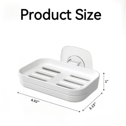 Soap Dish for Shower White Soap Holder Pull-Out Water Tray No Drilling Required Strong Fixation for Rv Bathroom and Kitchen Easy（1 Pack） - color: White