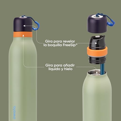 Owala FreeSip Twist Insulated Stainless Steel Water Bottle with Straw for Sports and Travel, BPA-Free, 24-oz, Blue/Green (Camo Cool) - color: Camo Cool, size: 24 Ounces