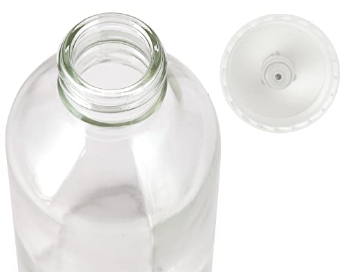 JUVITUS (24 Pack) 4 oz / 120 ml Clear Glass Boston Round Bottle with White Treatment Pump Refillable Empty Storage Containers - size: 24 Pack