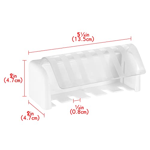 5 Slots Wall Mount Toothbrush Holder with Cover, Self Adhesive Toothbrush Storage Organizer for Shower, Toothbrush Hanger for Bathroom, Medicine Cabinet, Dorm - color: White 1 Pack