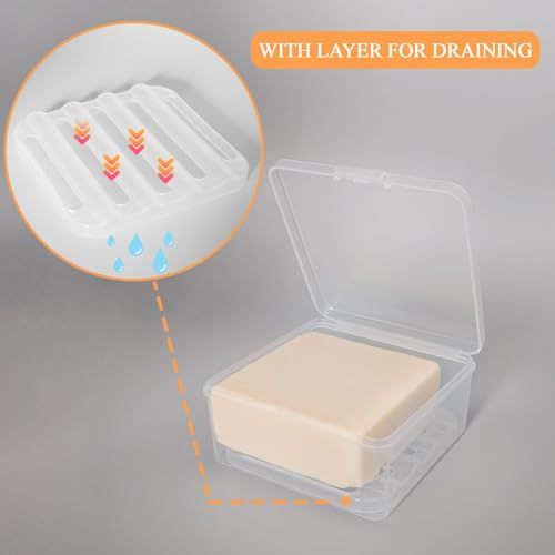 Travel Soap Dish, Soap Box Case with Bar Soap Saver Pad Portable Soap Rest for Bathroom Shower Home Outdoor Gym Fitness Vonpri (Transparent 2Pack) - color: Transparent 2pack