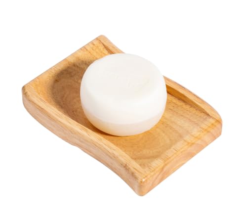 Wooden Soap Dish, Wavy-Shaped Soap Holder with 3 Draining Holes Design, Countertop Soap Saver for Shower/Bathroom/Sink/Kitchen, Self Draining Soap Tray Container, Natural - color: Natural