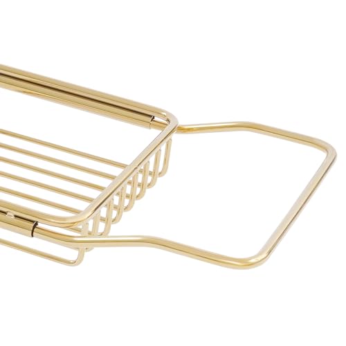 Stainless Steel Bathtub Tray with Removable Marble Board,Extendable Rectangular Bathtub Tray,Adjustable Bath Caddy Board for for Bath Bombs, Spa, Shower (Golden+White) - color: Golden+white