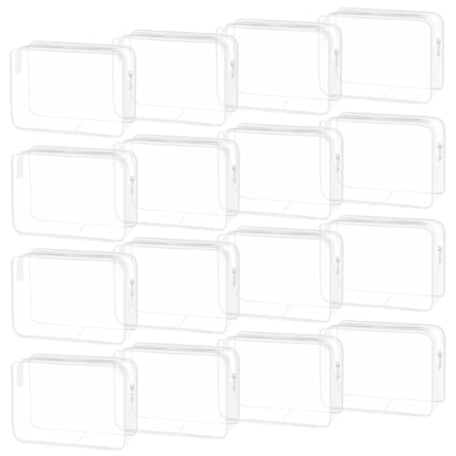 YedsIntu 16 Pack Waterproof Cosmetic Bag TSA Approved Toiletry Bag, Portable Travel Pouch with Zipper, Vinyl Plastic Organizer Storage for Men and Women (White-L) - color: White-L