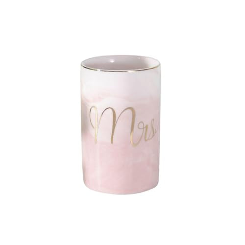 Marble ceramic mug, creative ceramic toothbrush holder, simple couple mouthwash cup. (Pink & A) - color: Pink & A