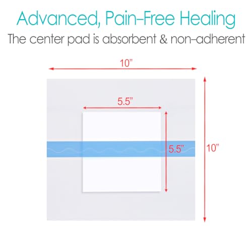 Large Incision Bandage with Center Pad 10.2"x10.2" Waterproof Bandages Wound Cover for Showering, Shower Shield Protector Water Resistant Barrier Patches Post Surgical Pacemaker Pack of 10 - size: 10.2"x10.2" (Pack of 10)