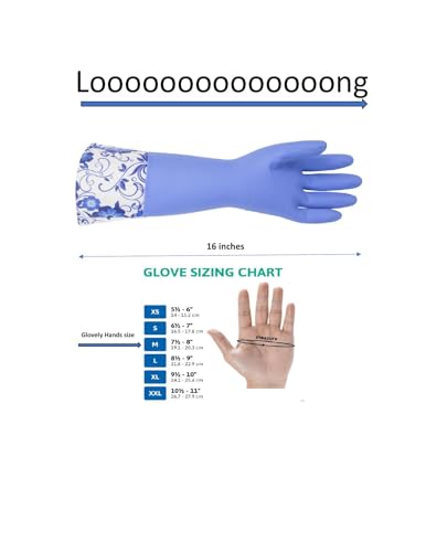 GLOVELY HANDS Rubber Cleaning Gloves – Water-Resistant Latex Dishwashing Gloves with Soft Cotton-Feel Lining, Non-Slip Grip, Long Cuff, Durable Household Kitchen Cleaning Medium (1 PAIR)