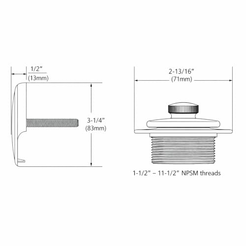 Moen Chrome Push-N-Lock Metal Tub and Shower Drain Kit and Overflow Cover with 1-1/2 Inch Threads, T90331 - color: Chrome, size: 1.5 Inches (Pack of 1)