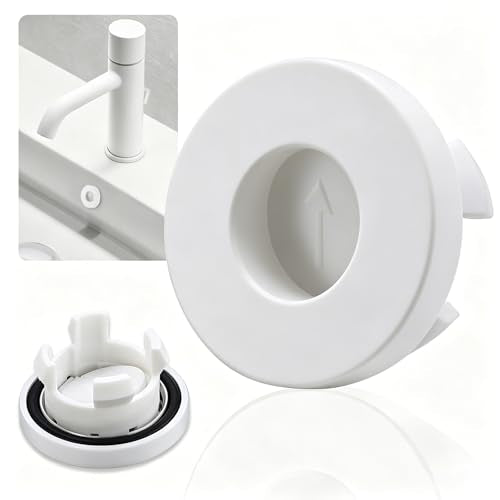 Sink Overflow Ring Brass Drain Cover Basin Sink Spillover Caps Round Sink Drain Insert Plug (White) - color: White