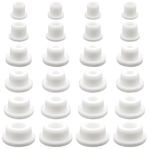 24 PCS Bathtub Jet Covers, 6 Sizes Silicone Hole Plug, White Jet Tub Plug Cover Caps Fit for 9-10 mm 12mm 14mm 16mm 18mm 22-23mm Bathtub Hole, Flexible Reusable Waterproof Tube Plugs End Covers