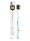 Nano-b Manual Toothbrush for Adults with Sensitive Gums, Gold & Charcoal Soft/Medium Bristles, Travel Case, Green - color: Green, style: Gold/Charcoal Bristles