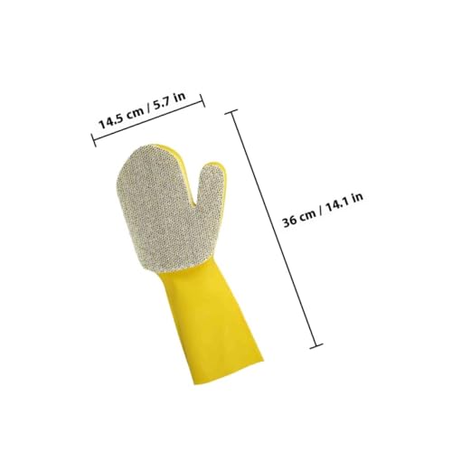 MAGICLULU Reusable Cleaning Gloves for Dishwashing 2pcs Set, Silver Glitter Latex Kitchen Washing Gloves with Sponge, Household Dishwashing Tool for Kitchen and Bathroom Cleaning