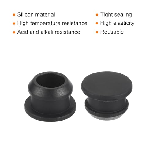 MECCANIXITY Silicone Snap in Locking Hole Plugs,Rubber Panel Seal Cover Flush Type Panel Round for Kitchen Rubber Bulkheads Waterproof Sealing Plugs 11mm/0.4 Inch Diameter Black,Pack of 10 - size: 11mm