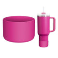 WUQID Silicone Boot Sleeve Compatible with Hydro Flask Travel Tumbler with Handle 32oz&40oz and 12-24oz Hydroflask Bottle & Stanley 20 30 40oz Tumbler, Fit 2.83-2.95in Bottom, Anti-Slip Bottle Cover - color: Fuchsia