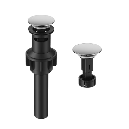 Bathroom Sink Drain with Overflow with Hair Catcher Anti-Clog Sink Strainer | Hurran Bathroom Sink Stopper for 1.65-1.9" Hole, Rapid Draining Plastic Pop-up Drain for Bathroom Vanity Vessel Sink, Chrome - color: Chrome