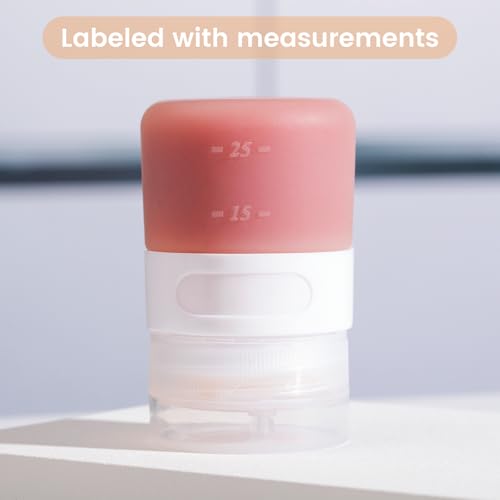 MICEBAY Condiment Squeeze Bottles for Sauces, 1-oz Mini Silicone Salad Dressing Container to Go with Reusable Sandwich Bag, Leakproof Sauce Bottle for Lunch Box, 4 Pack, Apricot - color: Apricot, size: 1 OZ