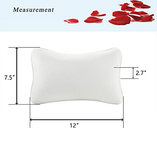 Bath Pillow for Tub, Non Slip, Breathable Soft, Comfortable Head Neck Support, Machine Washable, 2 Suction Cups(Off White) - color: Off -White