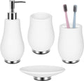 RQYIXI Bathroom Accessories Set 4 Pcs Toothbrush Holder Soap Dispenser Ceramic Bathroom Accessory Set with Toothbrush Cup Soap Dish Tumbler White - color: K-white