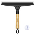 MR.SIGA All Purpose Silicone Squeegee for Shower Door, Mirror, Glass, Streak Free Shower Squeegee, Pivoting Bamboo Handle, Includes 1 Suction Hook, 10 inch Wide, Black, 1 Pack - color: Black
