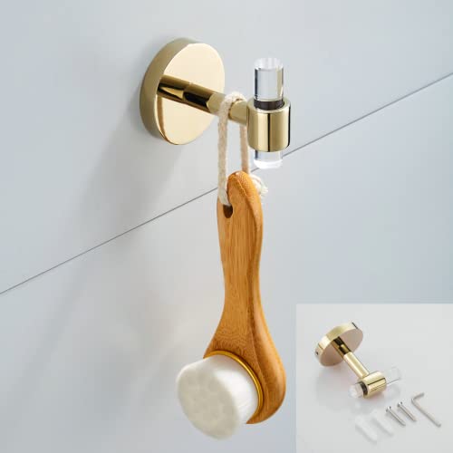 SHUNLI Bathroom Accessories Hardware Set 4 Pieces Wall Mounted,Towel Rack+Hand Towel Holder+Toilet Paper Holder+Hook,Brass and Acrylic,Gold Towel Bar Set - size: 4-Piece (40cm Towel Bar)