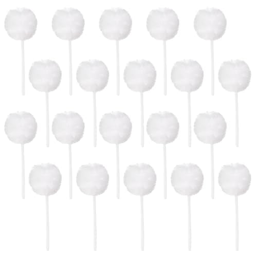 20 Pack Soft Toilet Brush, Disposable Toilet Bowl Brush with Long Plastic Handle, White Silk Cotton Toilet Bowl Mop for Bathroom Toilets, Sink, Bathtub, 11 x 4.3 Inch, Without Cup