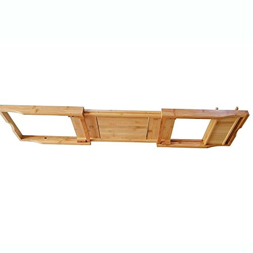 Bamboo Bathtub Tray, Expandable Bath Tray Multifunctional Drain Bath Shelf Caddy Tray Bathtub Storage Rack Bath Tub Tray Table for Candle Towel Book Wine Phone Shower