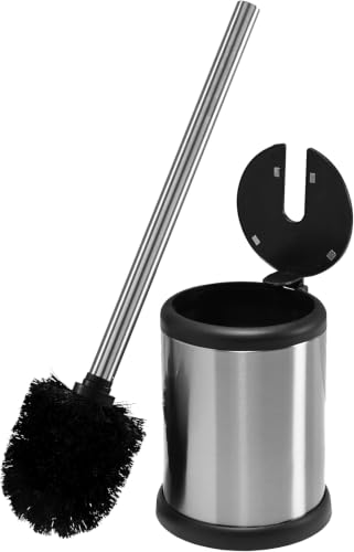 Bath Bliss Toilet Brush and Holder | Self Closing Lid | 360 Degree Brush Head-| Bathroom Cleaning-| Compact Size-| Storage and Organization-| Stainless Steel,(Pack of 12) - color: Srainless Steel, size: 12 Pack
