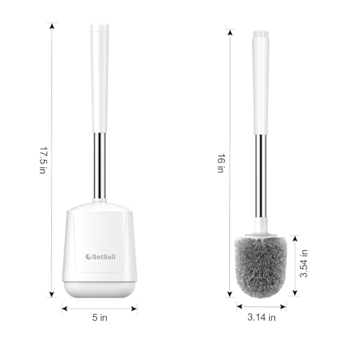 SetSail Toilet Brush 3 Pack Toilet Bowl Brush and Holder Toilet Cleaner Brush with Nylon Bristles Ventilated Toilet Brushes for Bathroom with Holder for Toilet Scrubber Cleaning, Pure White - color: Pure White, size: 3 packs
