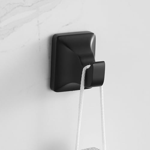 4 Pieces Bathroom Hardware Accessories Set, Stainless Steel 24 inch Towel Bar, Towel Rack, Robe Hook, Toilet Paper Holder for Bathroom Wall Mounted (Matte Black) - color: Matte Black