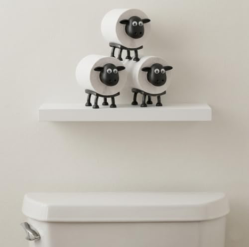 3 Pcs Black Sheeps Toilet Paper Holder NeteHon Ecorative Cute Sheep Toilet Tissue Storage Stand Unique Bathroom Decor & Fun Housewarming Gift