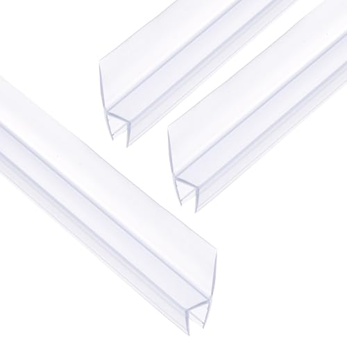 uxcell Shower Door Side Seal, H-Type Shower Door Sweep for 1/4" Glass 47" Long (15.7" x 3 Pcs), 3 Section Segmented Frameless Glass Door Seal Strip, Stop Shower Leaks, Clear - size: 1/4" Glass 47" Long
