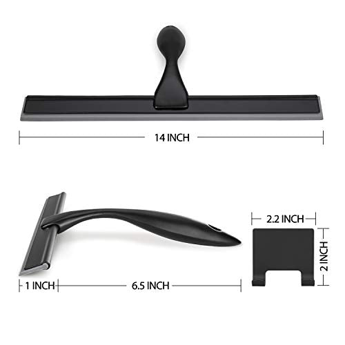 HIWARE All-Purpose Shower Squeegee for Shower Doors, Bathroom, Window and Car Glass - Black, Stainless Steel, 14 Inches - color: Black, size: 14-Inch