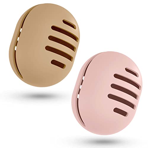 Fauxomor 2 Pcs Makeup Sponge Holder,Double-Sided Breathable Silicone Beauty Make Up Blender Case for Travel or Daily,Shatterproof Make-up Travel Case Quick Drying Easy to Carry,Khaki+Pink - color: C-Khaki+Pink, size: 1 Count (Pack of 2)