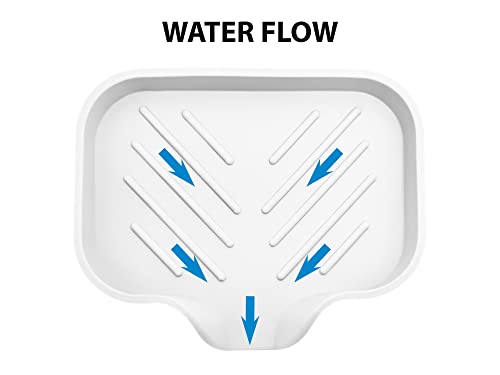 2 Pcs White Silicone Self Draining Rectangular Soap Dishes - Waterfall Soap Trays - Soap Dishes for Bar Soap - Soap Boxes - Soap Case - Soap Container - Soap Pads - Kitchen Sink - Shower - Bathroom ! - color: Cream, size: S(4.7X3.5) 2 PCS