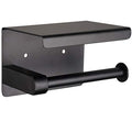 Matte Black Toilet Paper Holder Adhesive, Toilet Paper Roll Holder with Shelf, 3M Adhesive No Drill or Wall-Mounted with Screws for Bathroom & Kitchen - color: Black