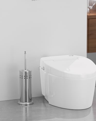 Dowry Anti-Hand Off Toilet Plunger with Holder for Bathroom,Powerful Efficient Force Suction Cup,Heavy Duty, Deep Cleaning, Nickel - color: Nickel