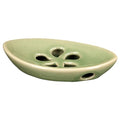 Ceramic Soap Dish with Self Draining Tray for Bar Soap, Bathroom, Kitchen (Green No.1) - color: Green No.1
