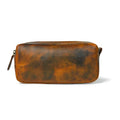 Full Grain Leather Toiletry Bag for Men – Handmade Travel Kit, Small Leather Shaving & Toiletry Organizer, Durable Waxed Canvas Lining (Tan)