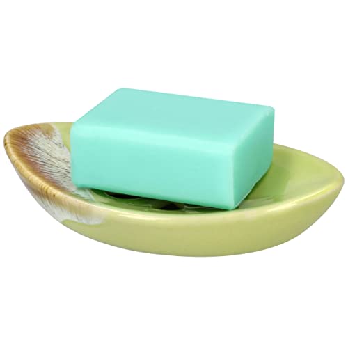 Ceramic Soap Dish with Self Draining Tray for Bar Soap, Bathroom, Kitchen (Lemon Yellow) - color: Lemon Yellow