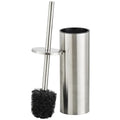 Brushed Nickel Toilet Brush and Holder Set - Stainless Steel Toilet Bowl Scrubber with Replaceable Head & Splash Guard - color: Brushed Nickel