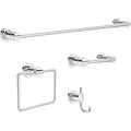 Delta 4-Piece Polished Chrome Bathroom Set Towel Rack, Ring, Toilet Paper Holder, Hook | Nicoli Bath Accessories - color: Polished Chrome